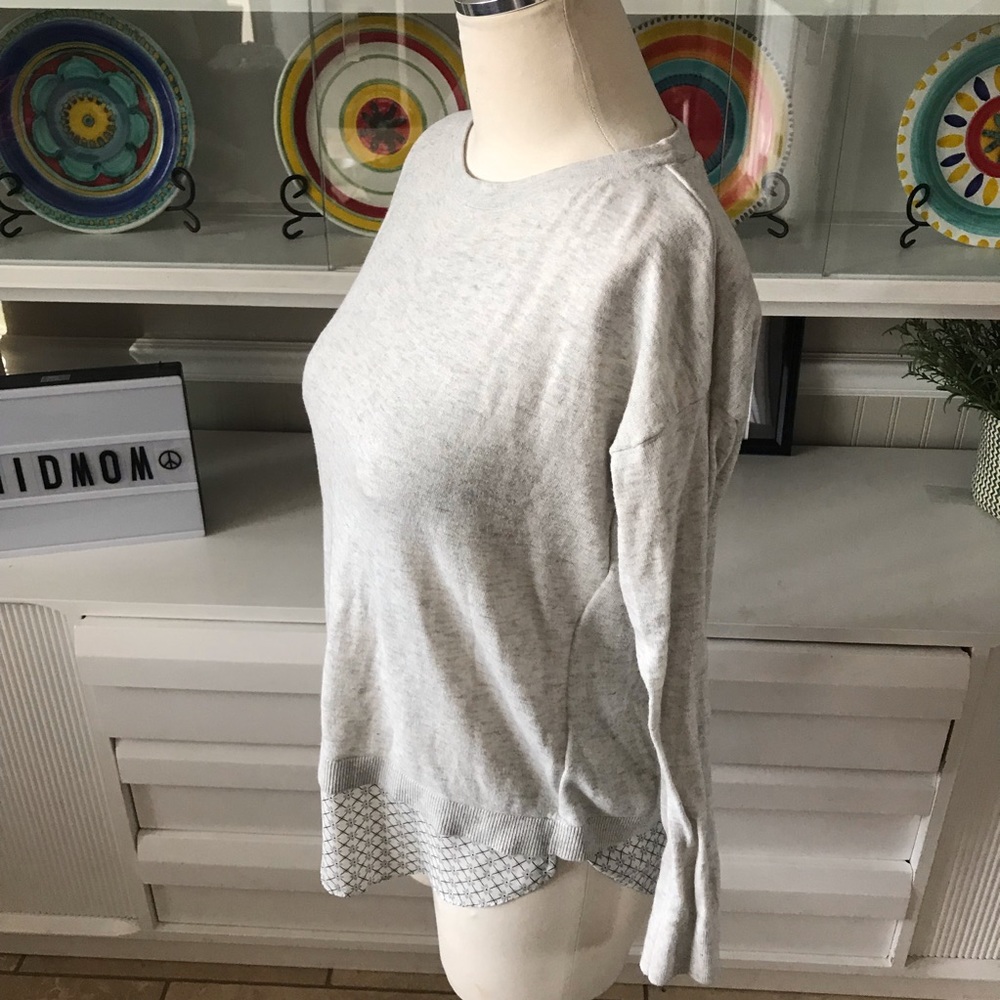 Loft gray small petite sweater peek-a-boo fabric - Picture 2 of 7